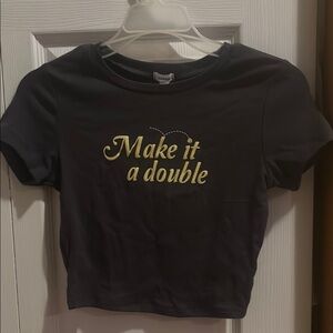 Dark Grey Crop Top with Yellow Text